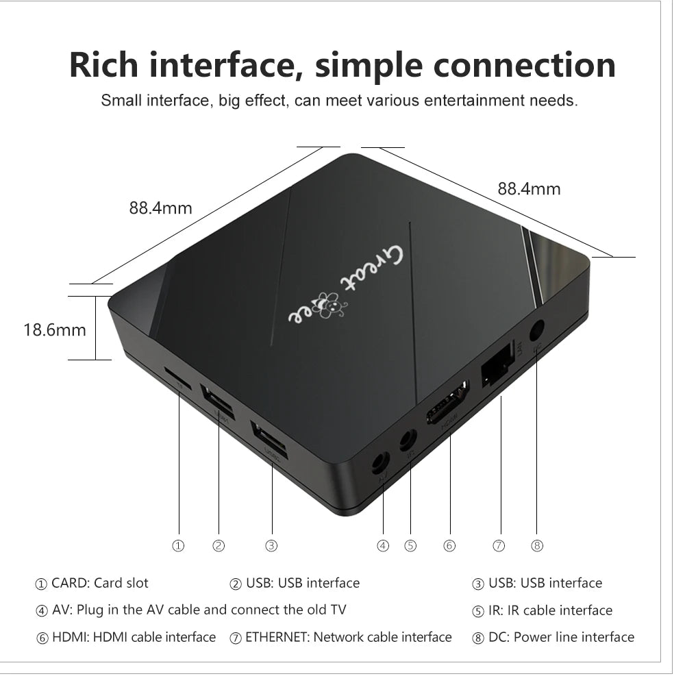Great Bee Greatbee Arabic TV Box, Android 10 2G 16G Smart 4K Arabic Media Player Satellite Receiver