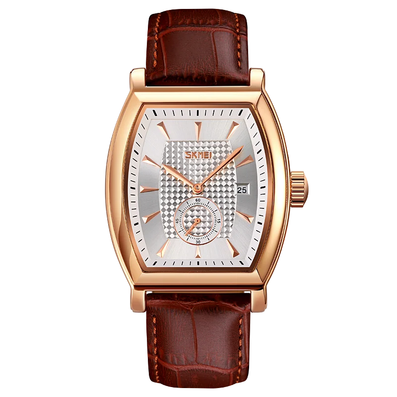 SKMEI relogio masculino Top Brand Luxury Genuine Leather Strap Business Mens Watches Waterproof Quartz Date Time Wristwatches