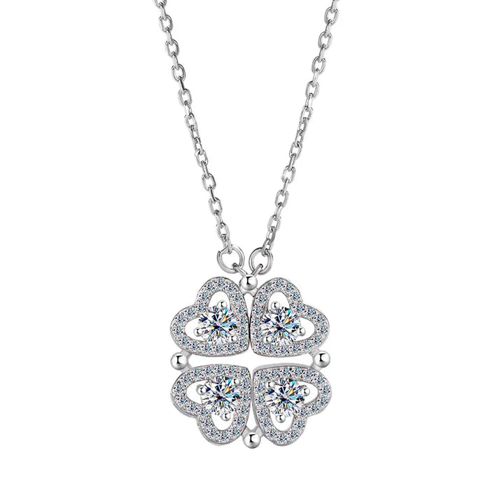 Sterling silver S925 four-leaf clover necklace for women Light Luxe Mosan diamond clavicle chain flower-shaped pendant for women