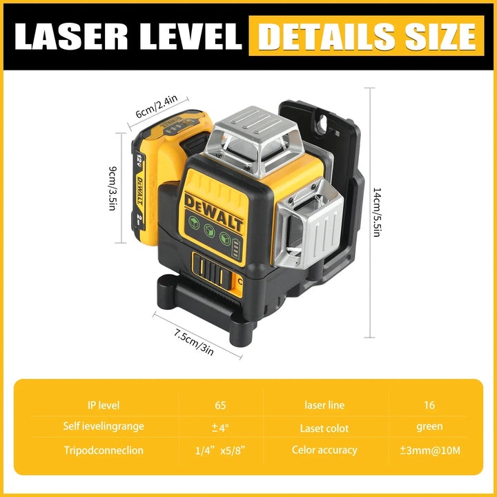 NEWDEWALT DW089LG 12 lines Laser Level 360 Self-Leveling Laser Level Horizontal And Vertical 12V Battery Tool Cross Line