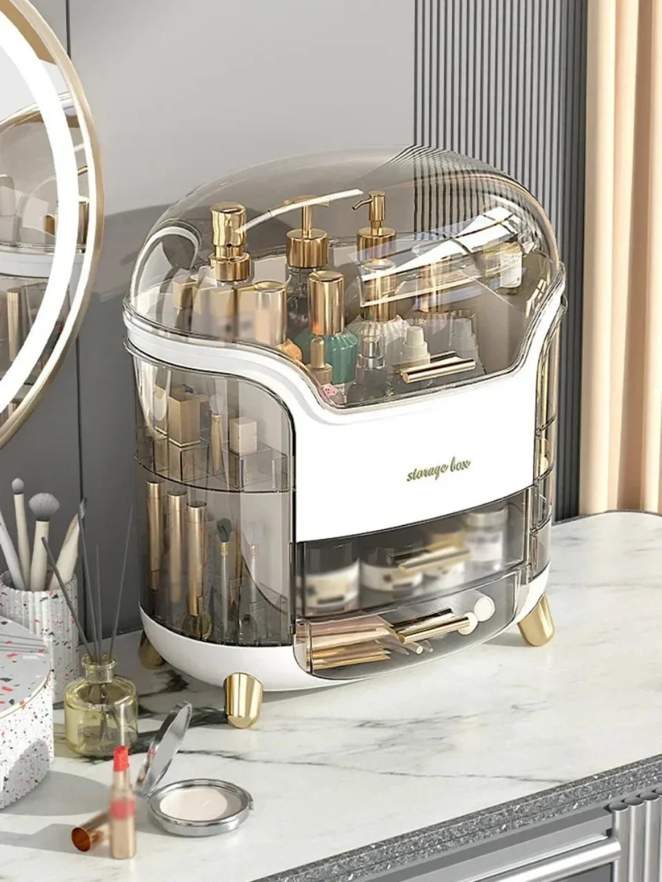 Transparent Desktop Makeup Organizer