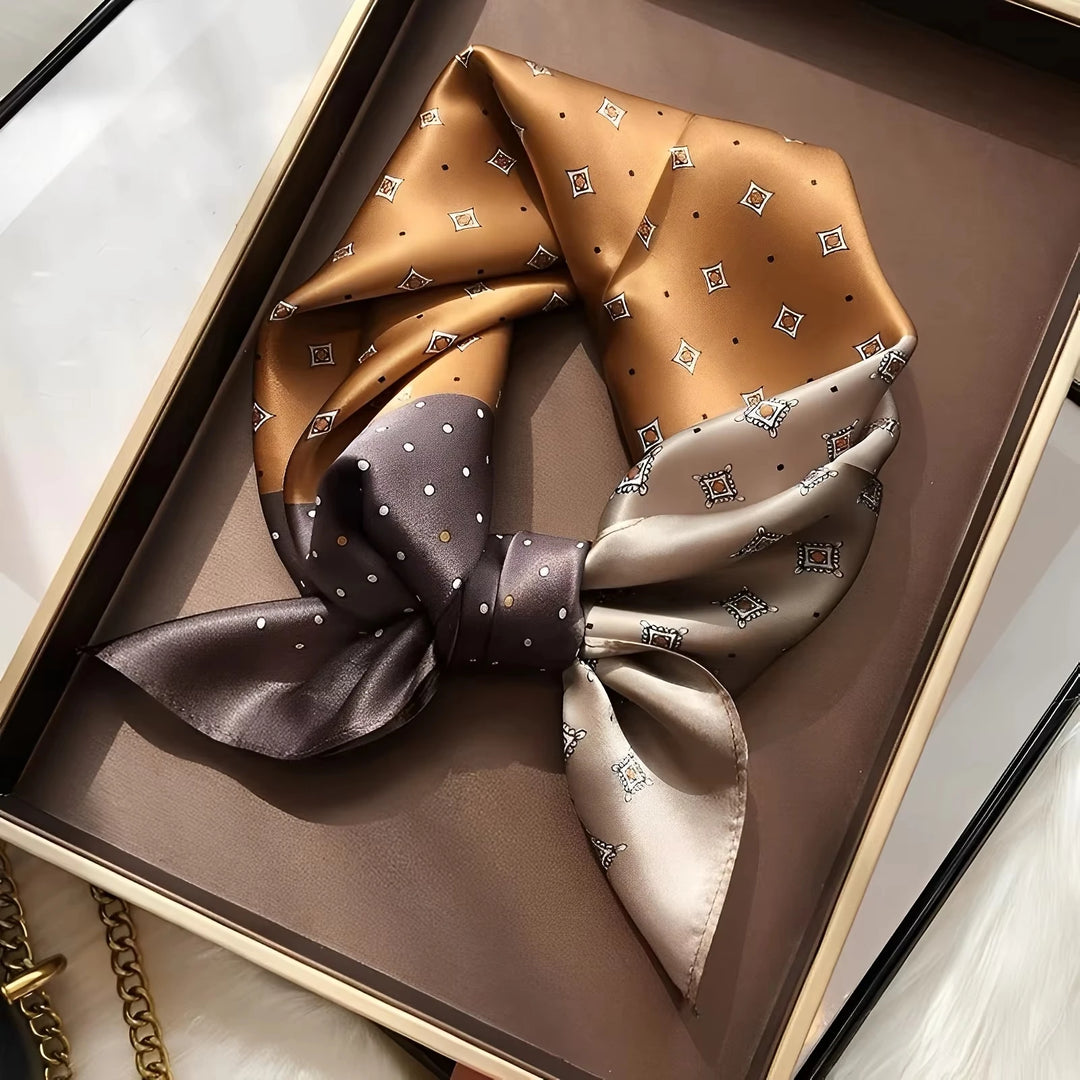 Luxury Women's Soft Satin Hair Scarves Fashion Square Printed Headscarf 70cm Professional Accessories Designer Scarf Headband
