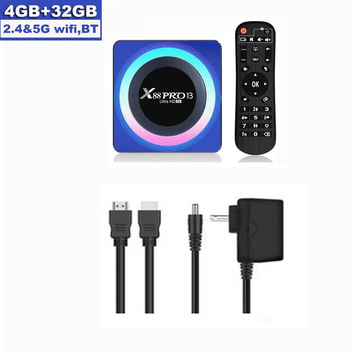 X88 PRO 13 Android 13.0 TV Box Rockchip RK3528 4K 2.4G 5G Wifi 6 64G 32GB 16GB BT5.0 8K Global Media Player