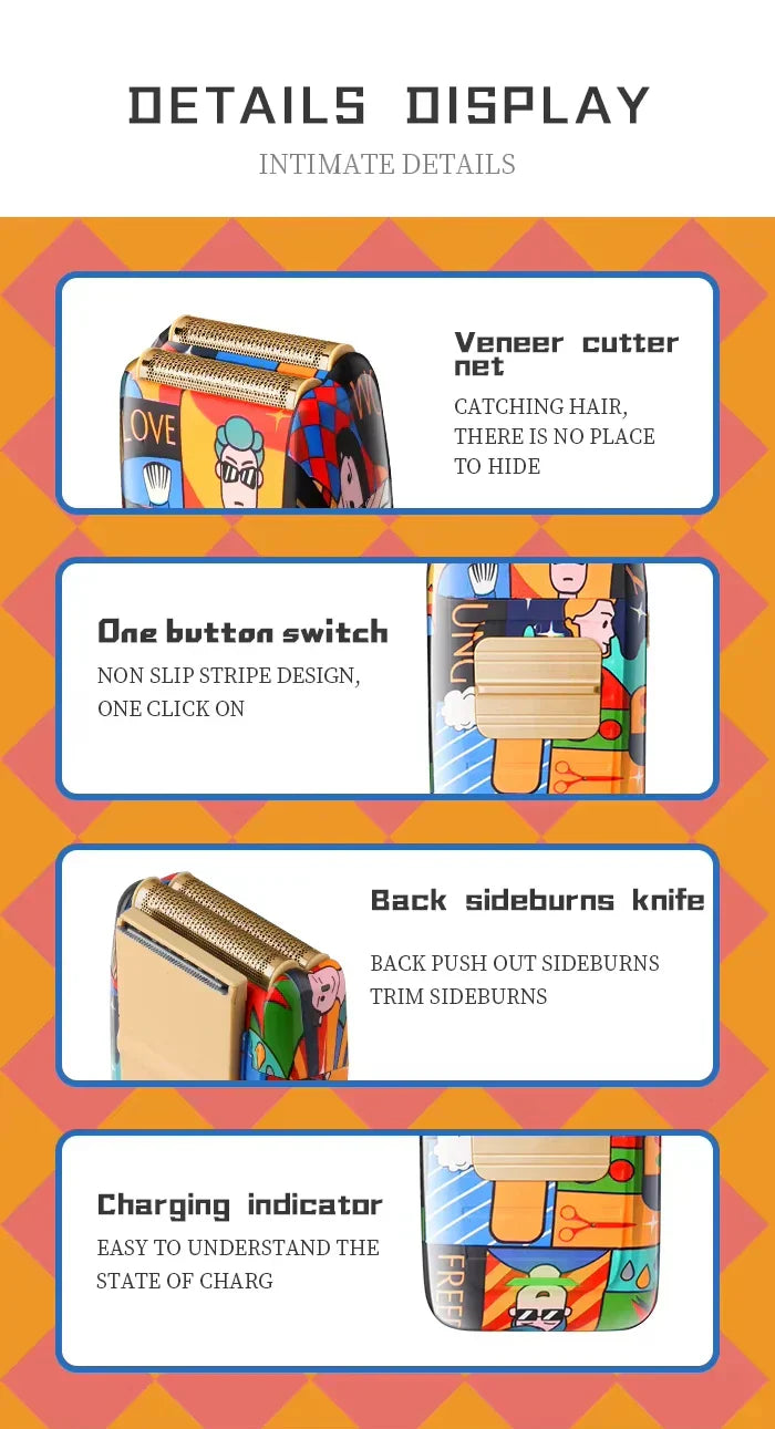 Kemei Professional Electric Hair Clipper Rechargeable Graffiti Pattern Beard Trimmer Men's Shaver KM-MAX2092 KM-MAX5090 KM-1102H