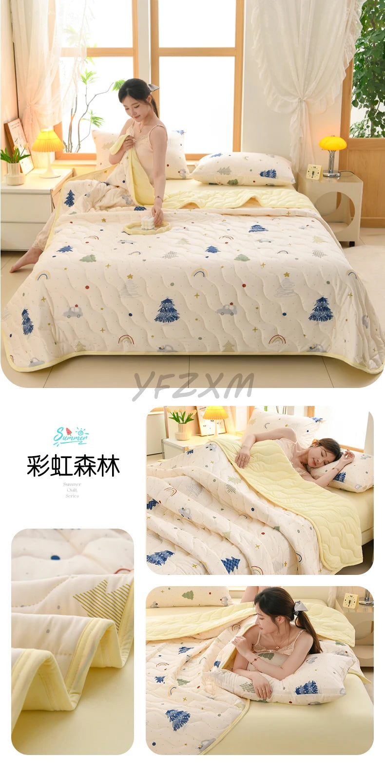 New Florals Spring Summer Blanket for Single Double Soft Skin-friendly Quilt Breathable Comfortable Air Conditioning Comforter