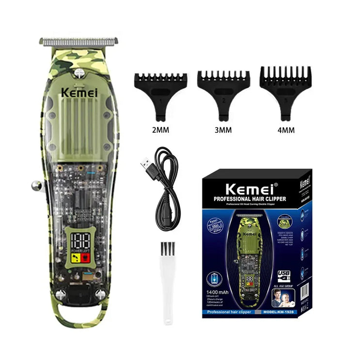 Kemei Transparent Body Electric Hair Clippers Kit KM-1926 KM-1928 Rechargeable Trimmer KM-TX7 Waterproof Men's Shaver Barber