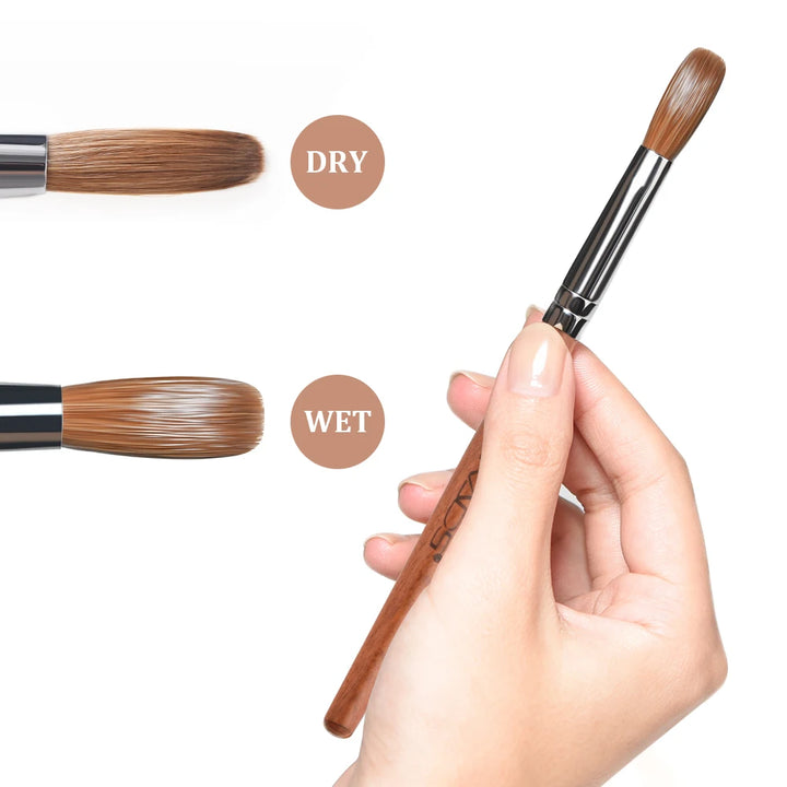 KADS Acrylic Nail Brush Crimped Kolinsky Sable UV Nail Art Gel Extension Brush Manicure Brush Flat Round Red Wood Nail Brush
