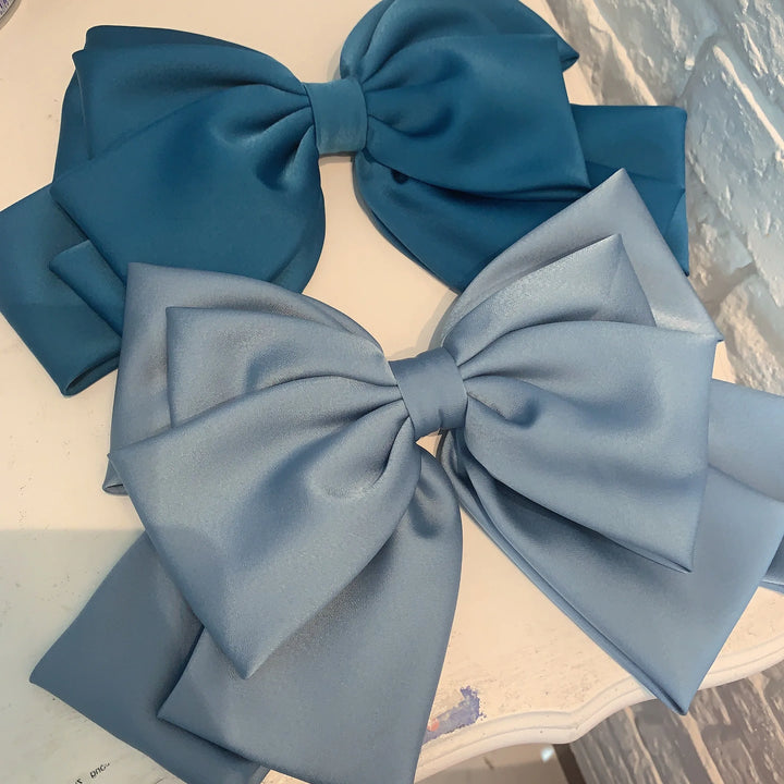 High Quality Bow Hairpin Women Popular Headwear Satin Fixed Hair Clip Large Retro Headdress Ponytail Clip Hair Accessories