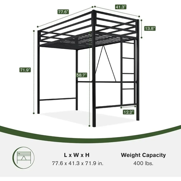 Twin Metal Loft Bed Frame