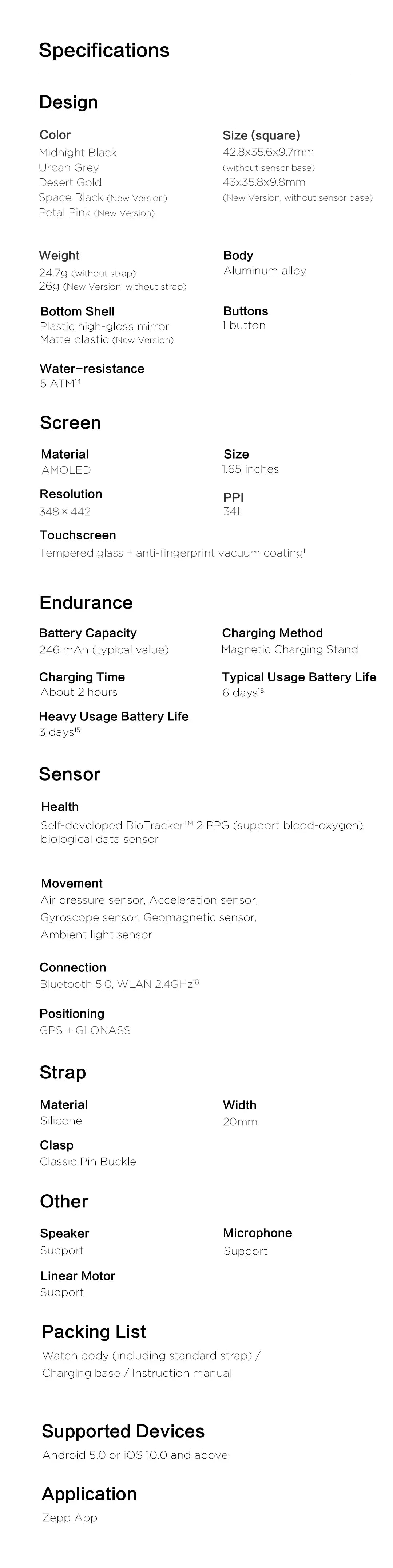 [New Version ] Amazfit GTS 2 Smartwatch All-round Health and Fitness Tracking Smart Watch Alexa Built-in For Android IOS Phone