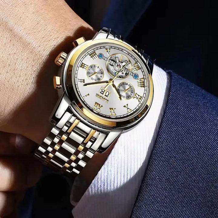 LIGE Fashion Men's Mechanical WristWatches Business Waterproof Tourbillon Watch Men Top Brand Luxury Automatic Watches For Men