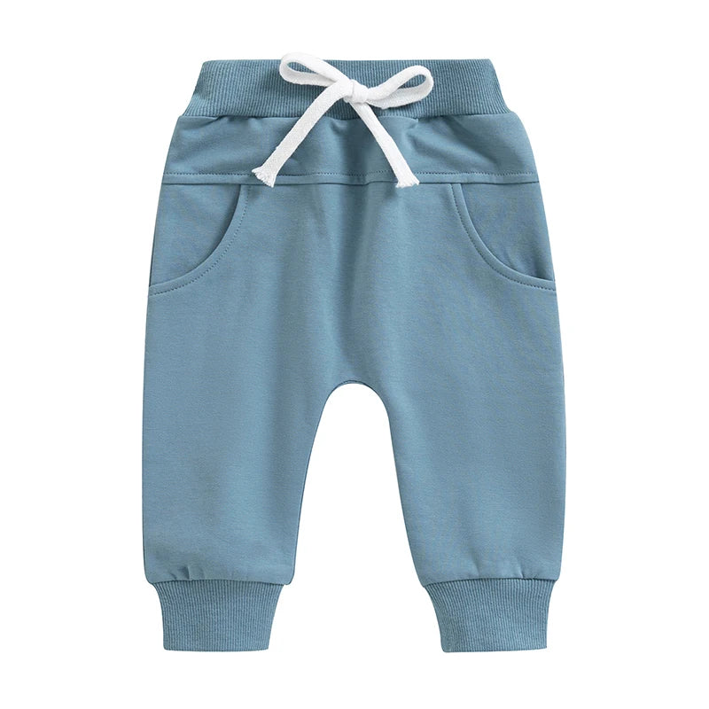 2022-12-12 Lioraitiin 0-3Years Toddler Baby Boys Sweatpants Elastic Waist Drawstring Solid Fall Trousers Pockets Casual Clothes