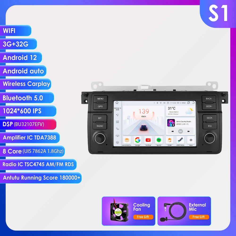 Hizpo 7" AI Voice Autoradio For BMW E46 M3 318/320/325/330/335 Android Auto Radio Carplay 4G DSP Car Multimedia GPS 2din Stereo