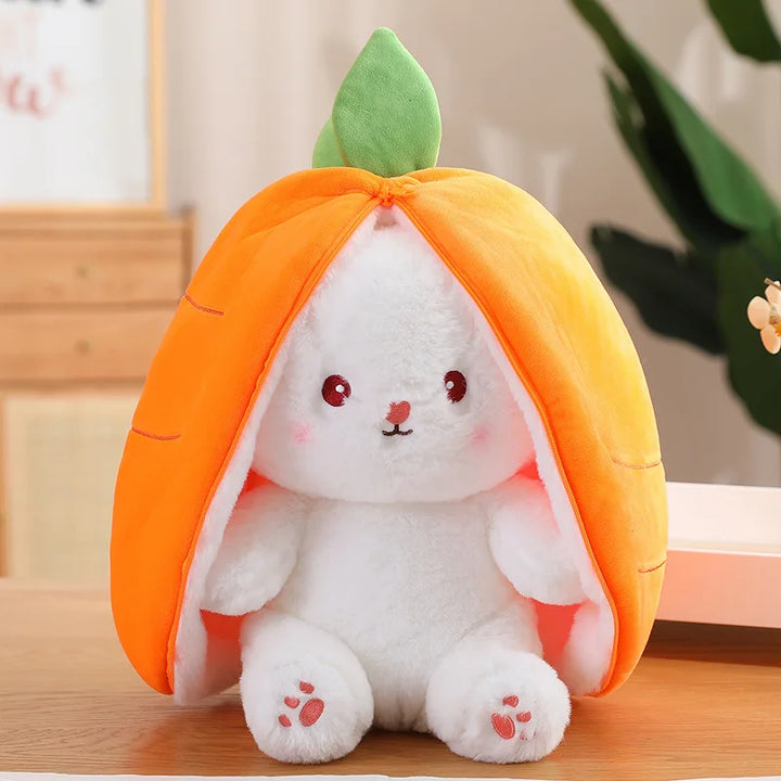 New transformation fruit rabbit plush toys for children with sleep pillow birthday gift female strawberry carrot rabbit dolls