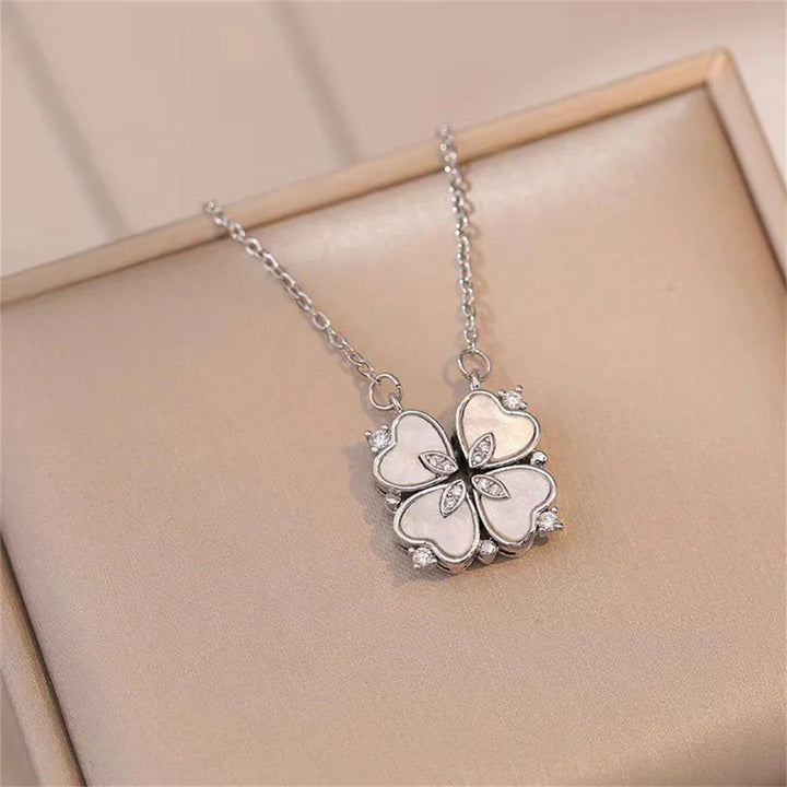 Fashion Retro Lucky Four Leaf Clover Women Necklace Gothic Love Heart Pendant Choke Chain Necklace Stainless Steel Jewelry Gift