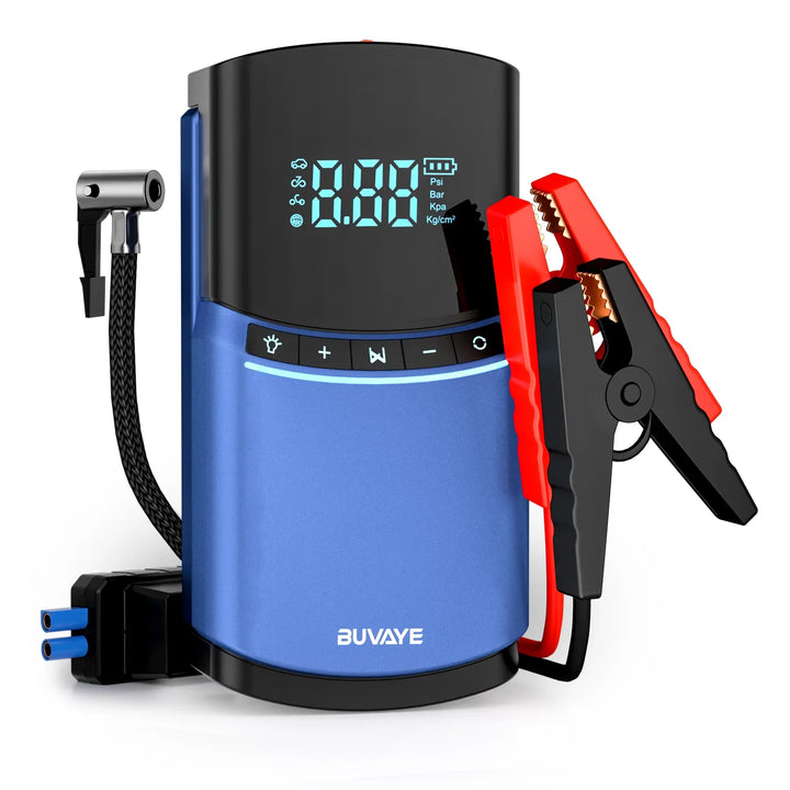 BUVAYE Car Jump Starter Air Pump 150PSI 2000A Jump Starter car battery starter Power Bank 150PSI Tire Compressor Powerbank