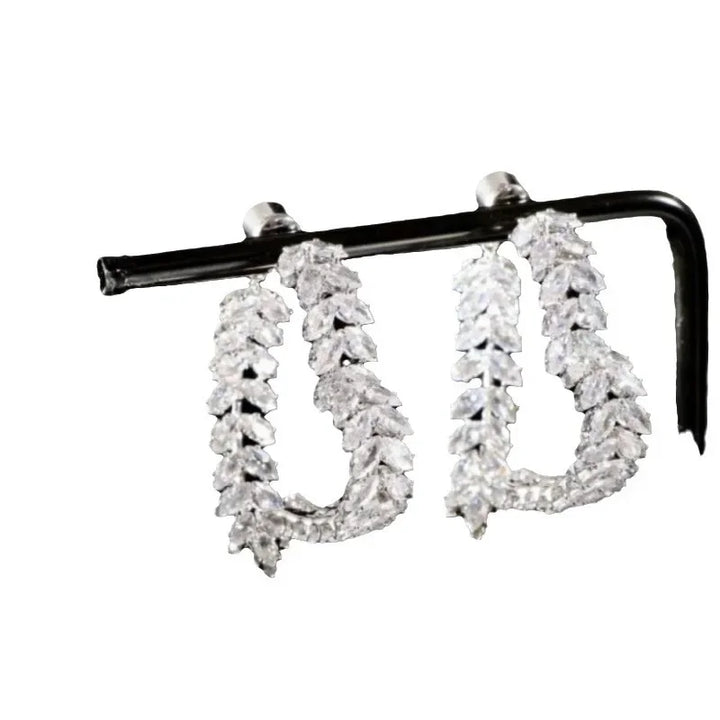 French Style Small Fragrance Pink Wheat Ear Lovehigh-end Feeling Light Luxury Zircon Earrings for Girls.