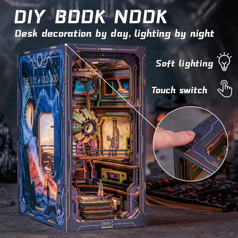 CUTEBEE Bookstore Book Nook with Light DIY Miniature Wooden Dollhouse for Decor Gift Bookshelf Insert Kit 3D Puzzle