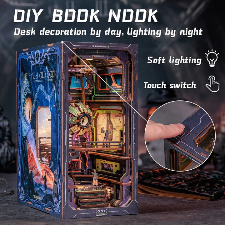 CUTEBEE Bookstore Book Nook with Light DIY Miniature Wooden Dollhouse for Decor Gift Bookshelf Insert Kit 3D Puzzle