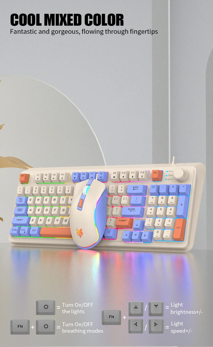 K820 USB Wired Game Keyboard Mouse Set Illuminated Desktop/Laptop Home Office Female Male Keyboard