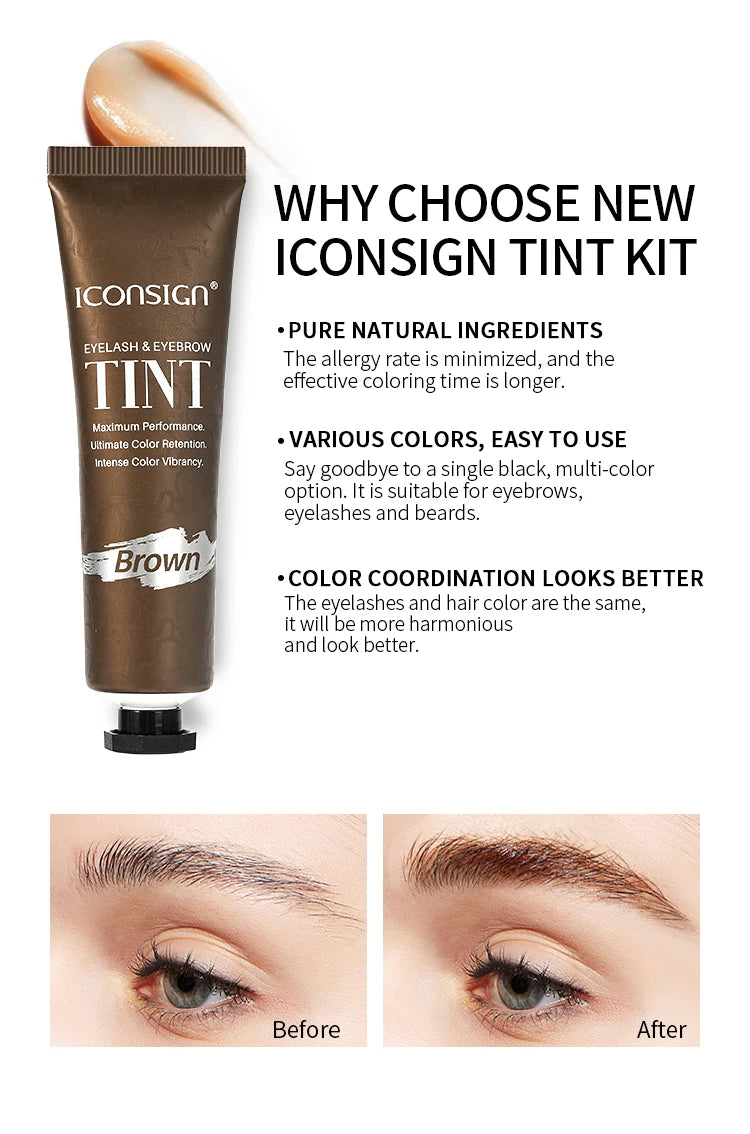 ICONSIGN Lashes Eyebrow Tint Kit Professional Fast Perming Dye Brow Mascara Tattoo Cream Waterproof Long Lasting 60 to 90 Days
