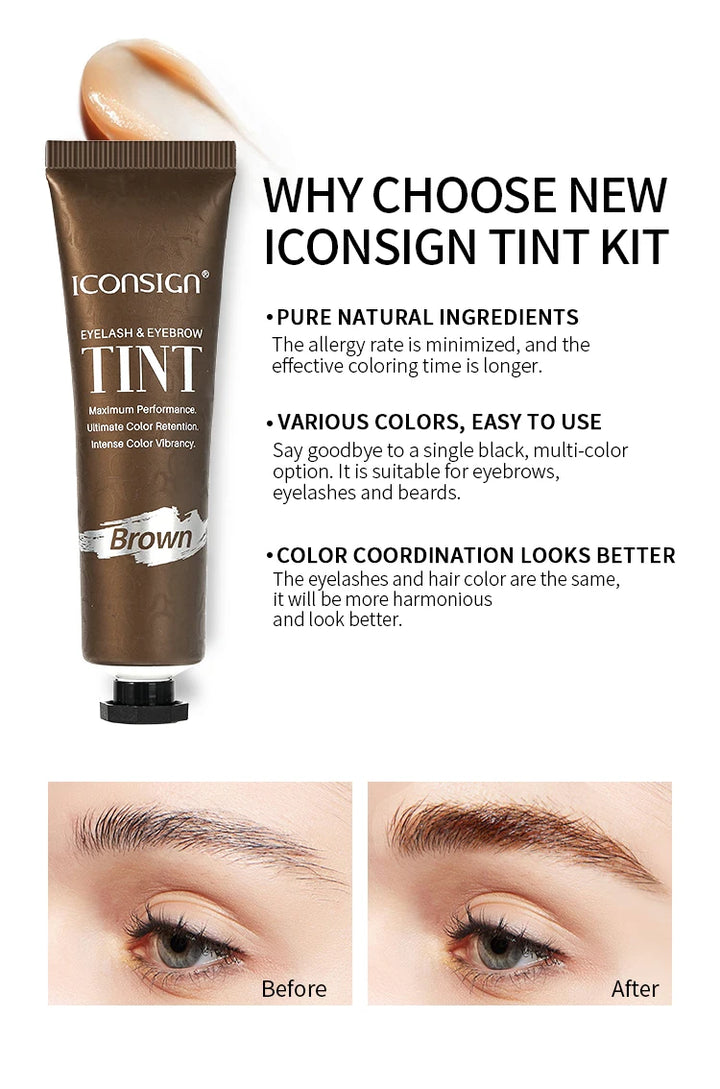 ICONSIGN Lashes Eyebrow Tint Kit Professional Fast Perming Dye Brow Mascara Tattoo Cream Waterproof Long Lasting 60 to 90 Days