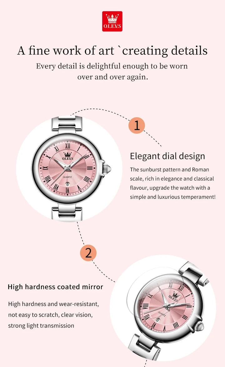 OLEVS 5608 Luxury Brand Women's Watch Classic Fashion Waterproof Luminous Calendar Watch Elegant Quartz Women Watch Reloj Hombre