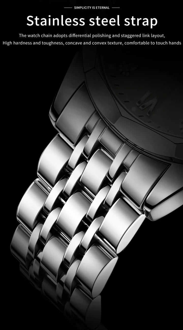 OLEVS Men's Watches Causal Fashion Original Quartz Watch for Man Waterproof Stainless Steel Luminous Date Week Trend Dress Reloj