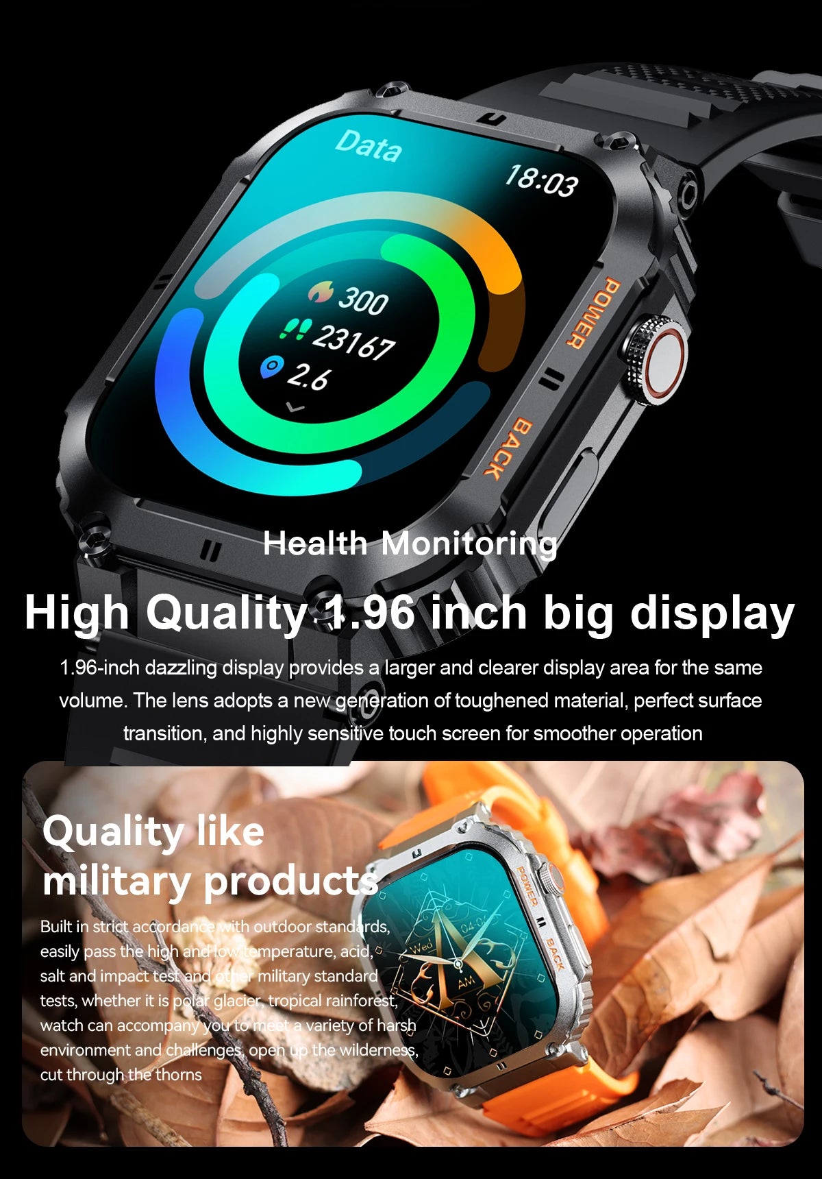 LIGE 1.96”Bluetooth Call Smart Watch Men 400mAh Waterproof Sport Fitness Tracker health monitor Smartwatch for Android IOS Phone