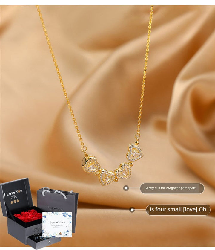 Four-Leaf Clover Genuine Love Necklace Women's Sterling Silver 999