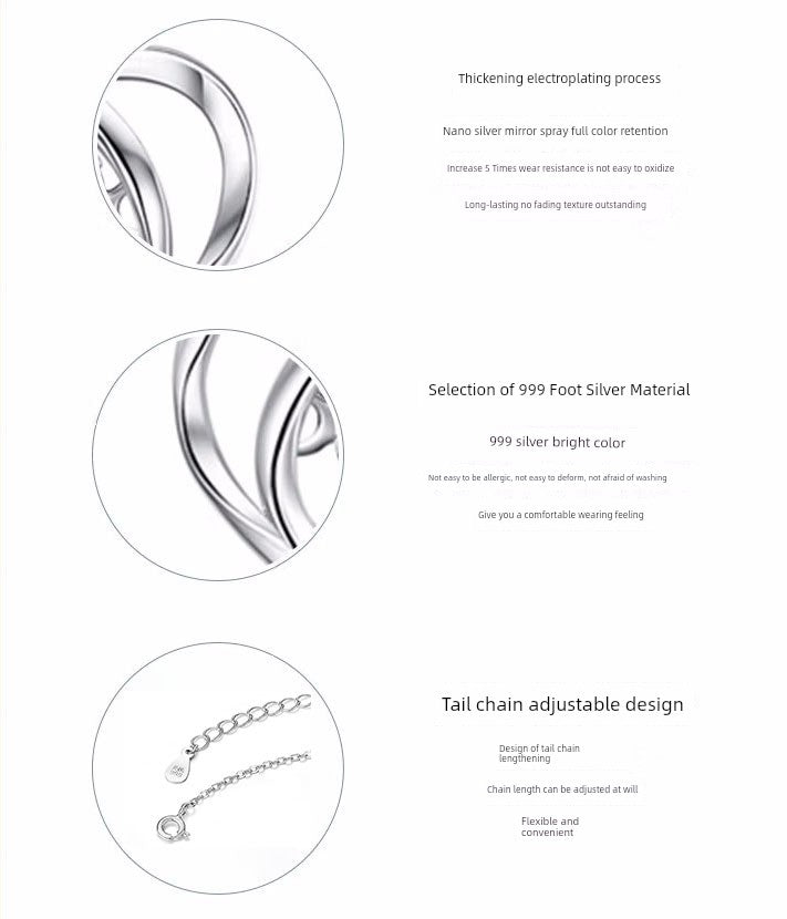 Four-Leaf Clover Genuine Love Necklace Women's Sterling Silver 999