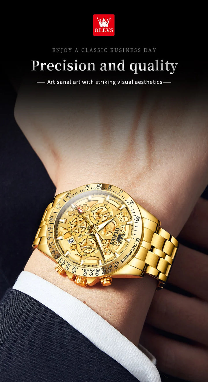 OLEVS 9913 New Mens Watch Original Quartz Watch Waterproof Luminous Watches For Men Multifunctional Chronograph Mens Gifts Reloj