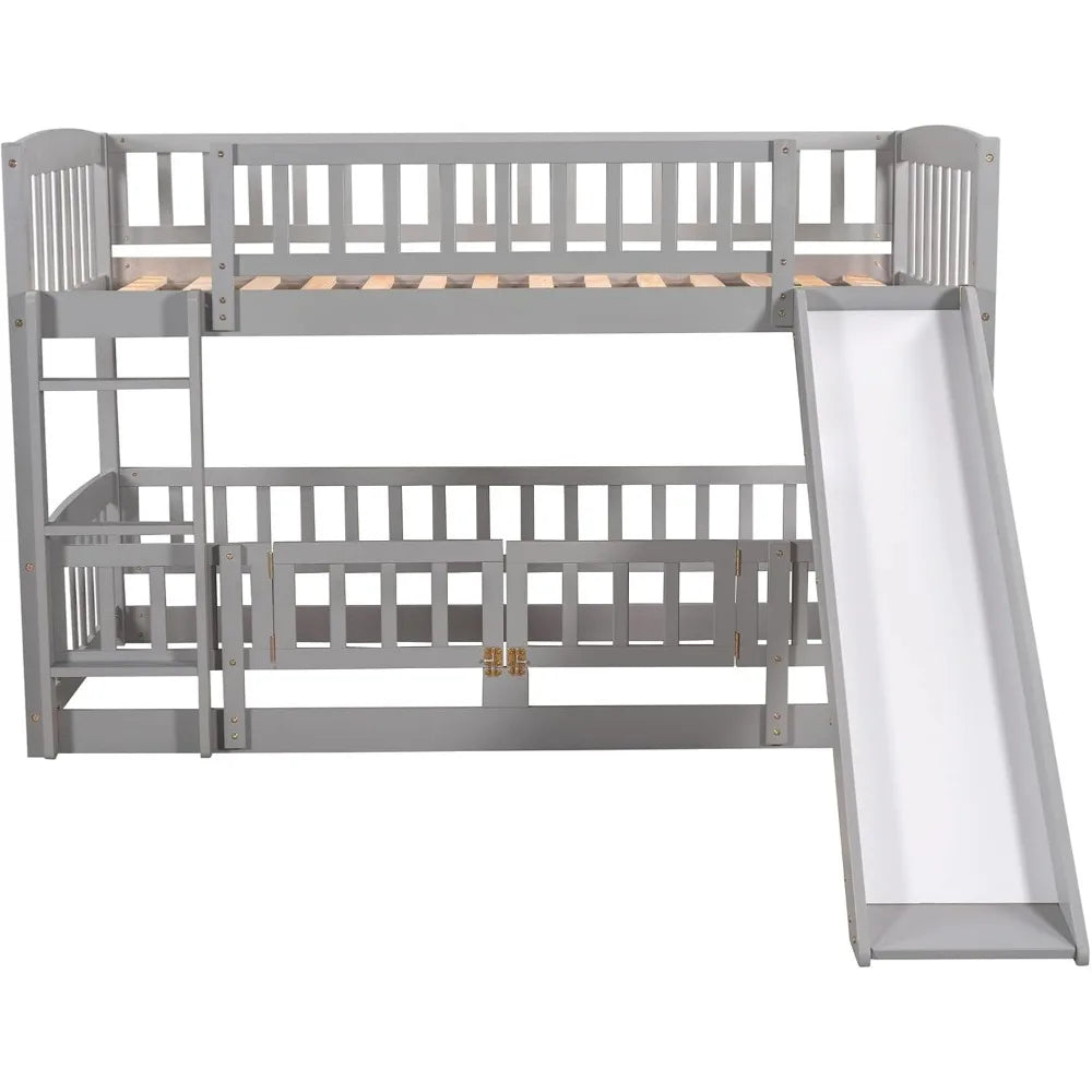 Twin Low Bunk Bed with Slide