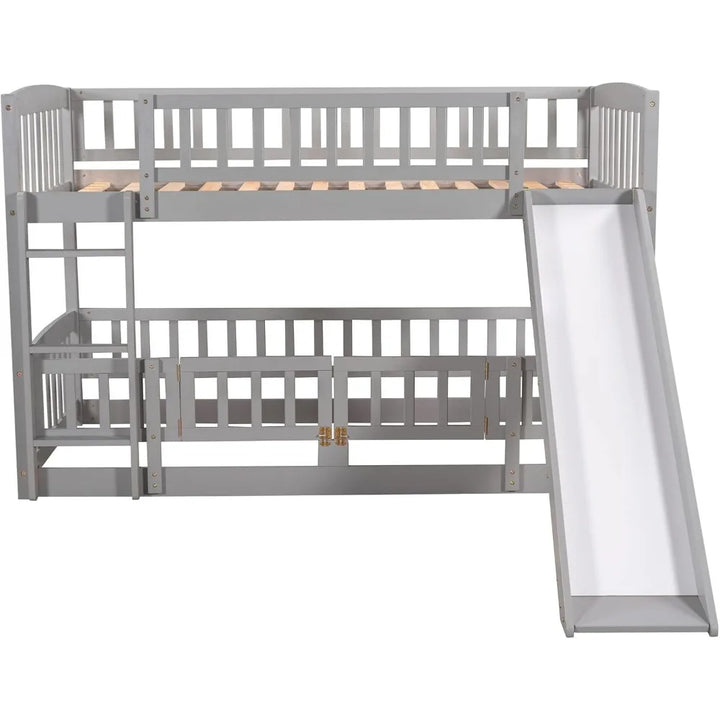 Twin Low Bunk Bed with Slide