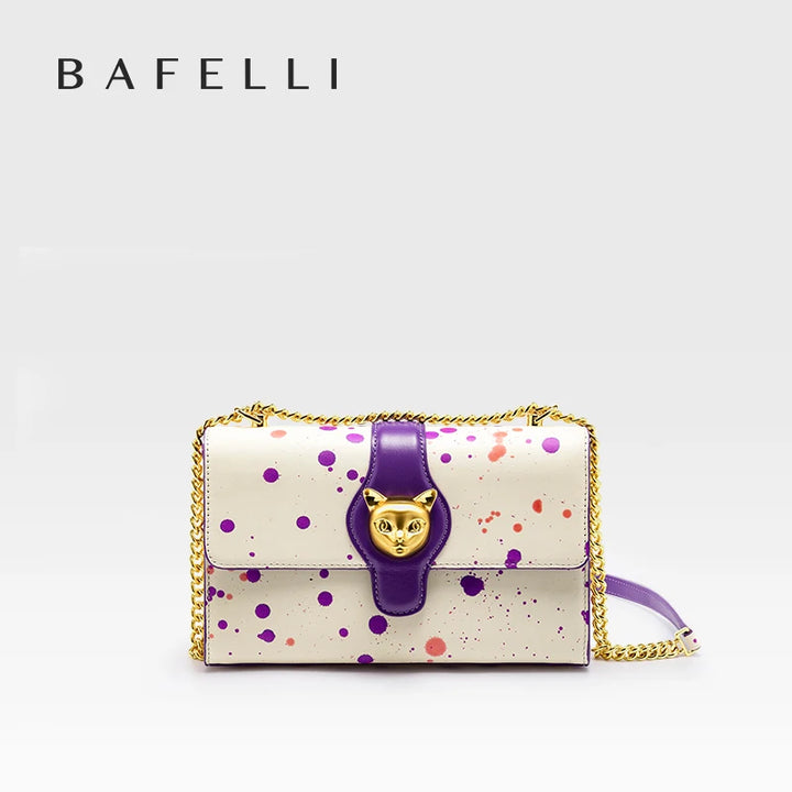 NEW WOMEN'S HANDBAGS BAFELLI 2024 TREND MESSENGER BAGS FOR WOMEN SHOULDER GENUINE LEATHER CAT LUXURY BRAND DESIGNER STYLE