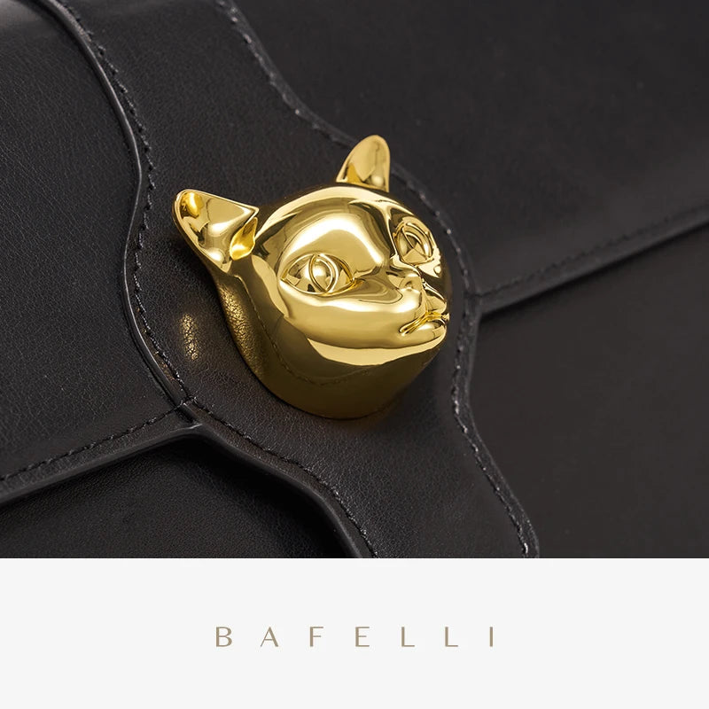 BAFELLI CAT 2025 NEW WOMEN'S BAG LUXURY BRAND FASHION RETRO STYLE DENIM TRENDING SHOULDER CLUTCH FEMALE LEATHER FLAP PURSE