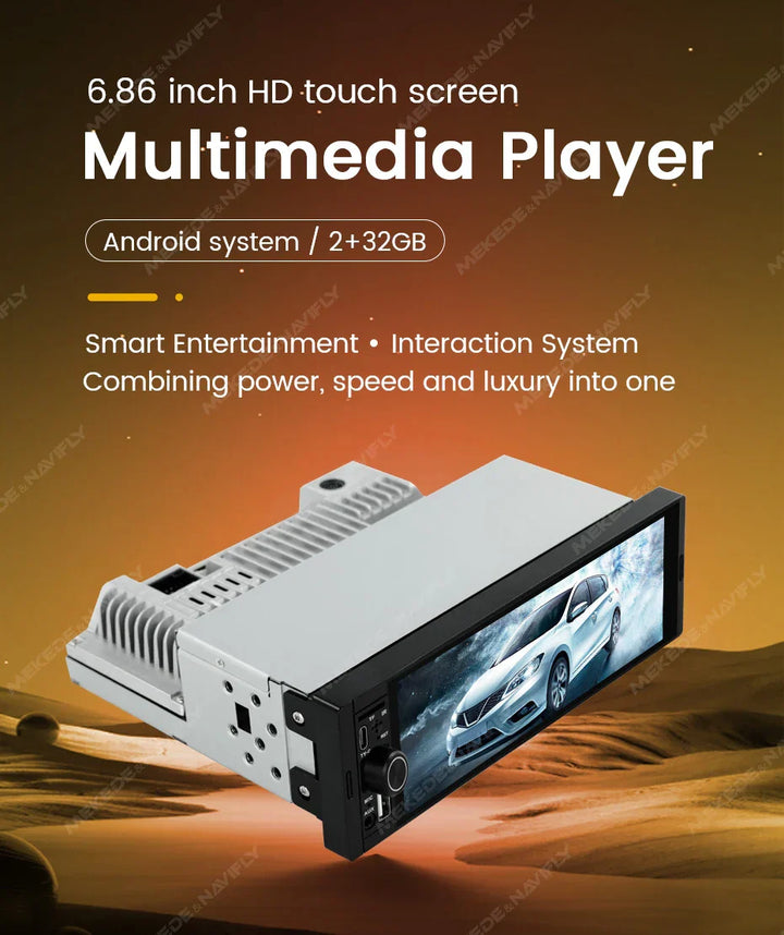 Navifly 2G+32G Universal 1 Din Android 6.86 Inch HD Touch Screen Wireless CarPlay Auto Car Radio Multimedia Video Player GPS FM