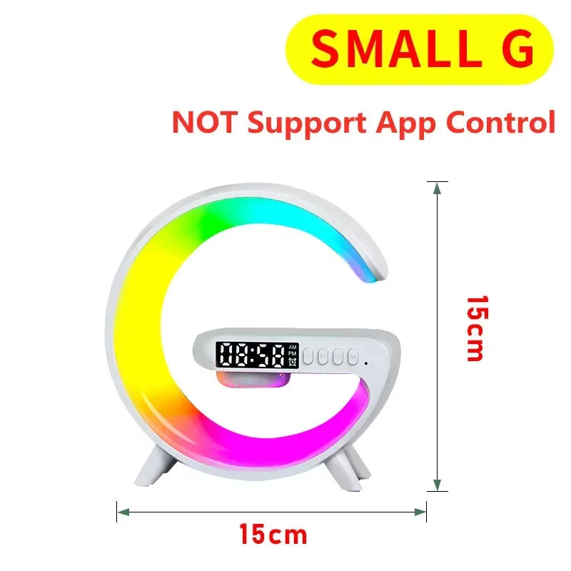 Multifunction Wireless Charger Stand Bluetooth 5.0 Speaker FM TF RGB Night Light Fast Charging Station for iPhone Samsung Xiaomi