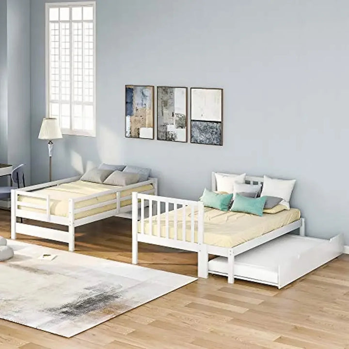 Solid Wood Bunk Bed with Trundle