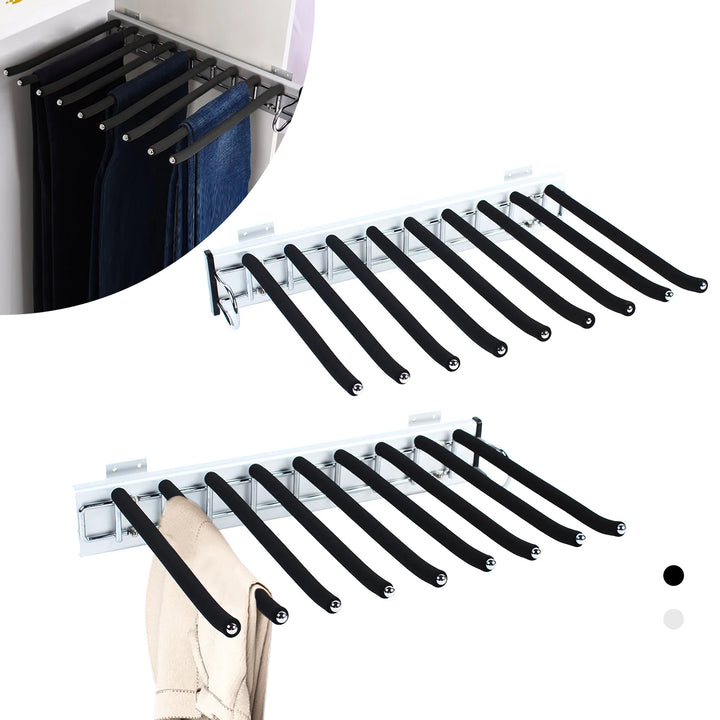 Pull Out Wardrobe Trouser Rack 9 Scarf Holder Hanger Rail Extendable Trousers Hanger Suitable for Wardrobe Depth 48cm