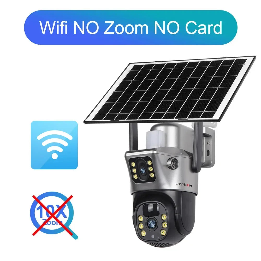 LS VISION 12MP 4G/WiFi Dual Screen Solar Camera Outdoor 10X Zoom 6K Three Lens Human Auto Tracking Surveillance Camera V380 Pro