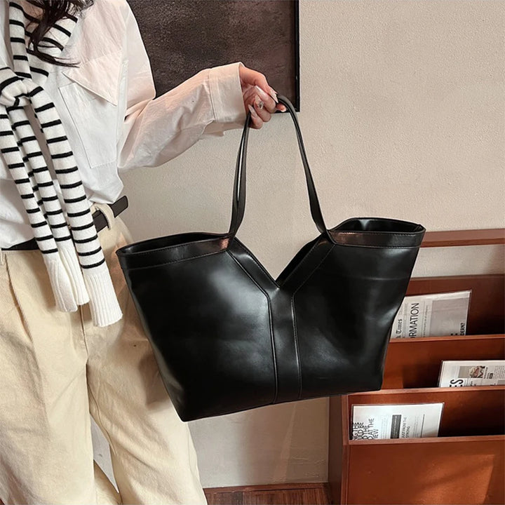 Soft Luxury Y Letter Women Shoulder Bag New Genuine Leather Fashion Large Capacity Tote Bag High-end Casual Commuting Brand Bag