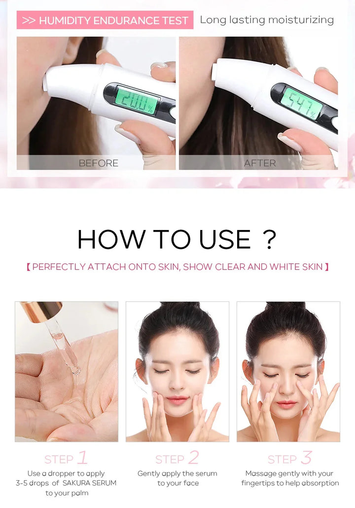 Japan Sakura Wrinkle Remover Face Serum Cream Anti-Aging Fade Fine Lines Lift Firming Vitamin C Whitening Rejuvenation Skin Care
