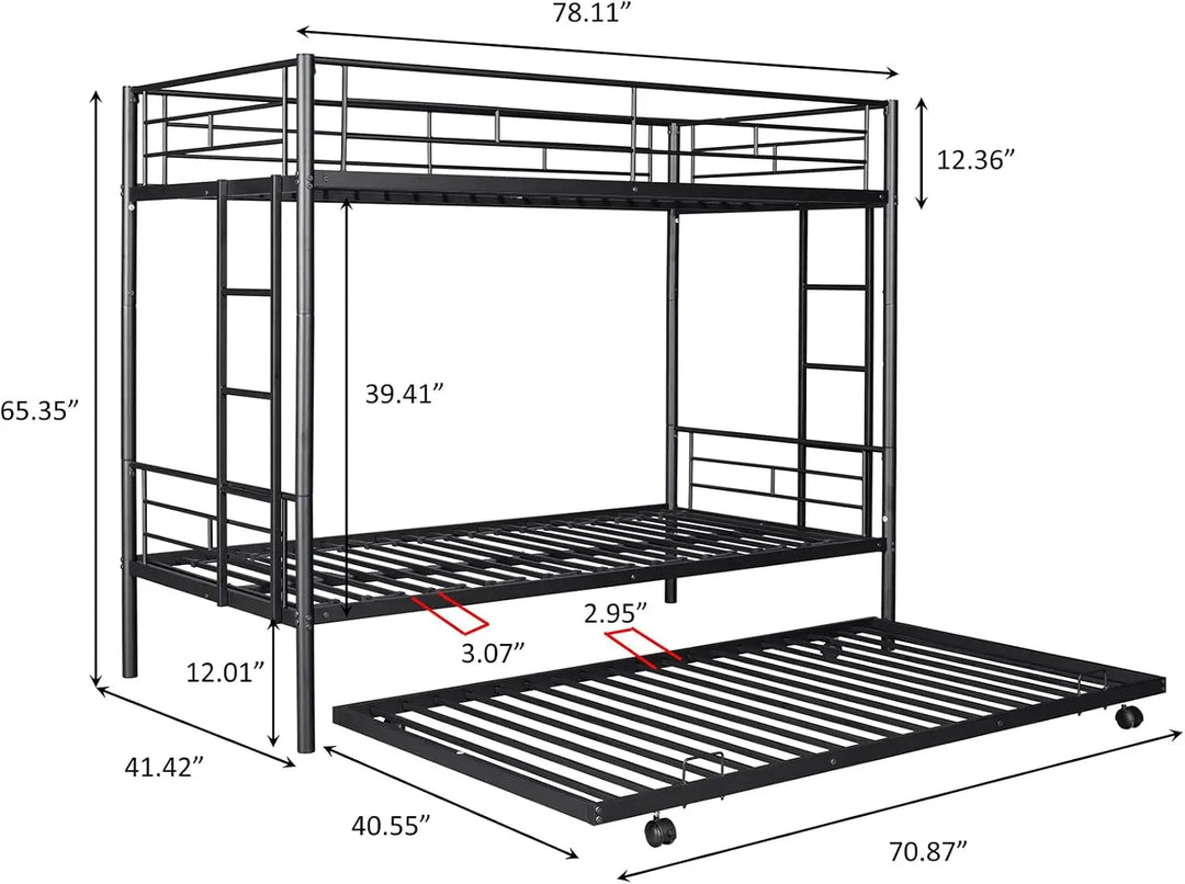 Twin Over Twin Bunk Bed Trundle