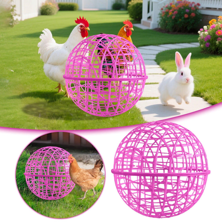 Simple Movable Chicken Coop, Chicken Ball Cage Rolling Orb Mobile Poultry Enclosure Round for Chicks Rabbits Birds Outdoor Backyard Farms D