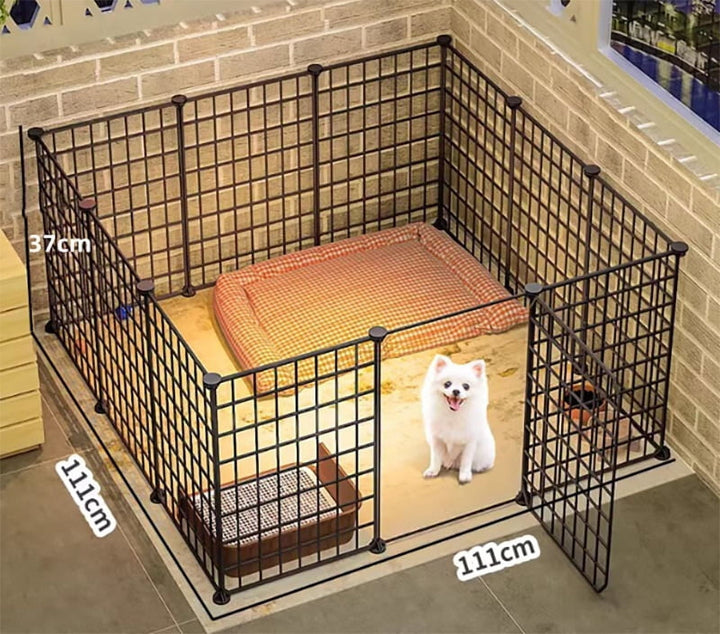 Small Animal Pet Playpen with Door, DIY Wire Portable Yard Fence for Rabbit, Guinea Pig Cages, Puppy, Kitten Playpen for Indoor & Outdoor Portable Metal Wire Yard Fence, 12 Pcs Black Pet Panels