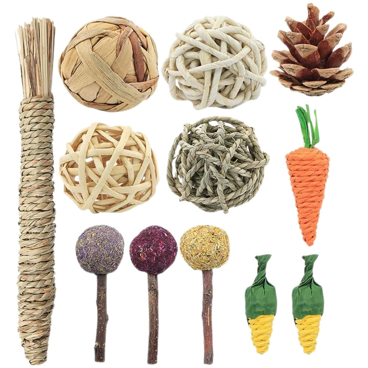 Sold 12Pcs Rabbit Chew Toys Cage Accessories Small Animals Chewing Toys for Bunny Chinchilla