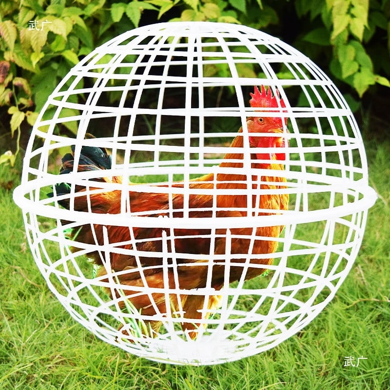 Spherical Chicken Cage Free Range Poultry Coop 30CM Round Rabbit Hutch with Rolling Wheels for Outdoor Foraging Durable Plastic Mesh Ventilated Design Easy to Clean & Move for Backyard