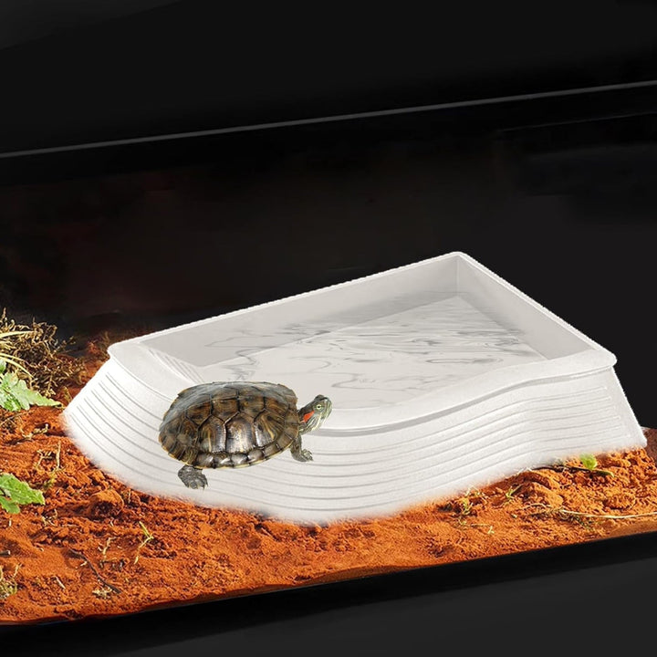 Turtle Water Basin with Steps,Non-slip Multi-purpose Turtle Reptile Pool,Simulate the natural growth environment of turtles Pool, Aquarium Waters Tray for Amphibia