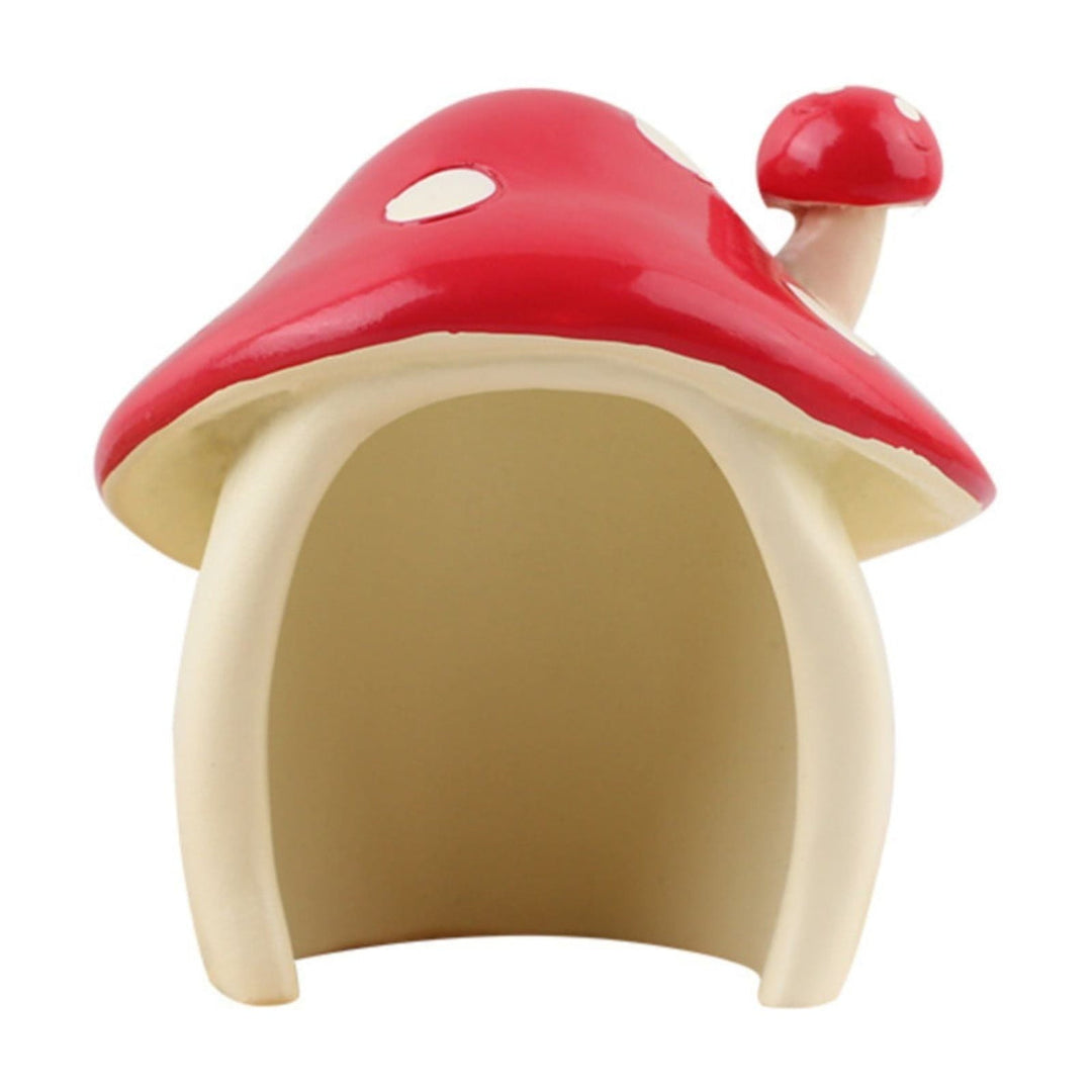 Uanit Pink Mushroom House Resin Ornaments Hamster Jumping Hideout Pet Hamster Decor Pet Enclosure Small Animal Homes and Habitats